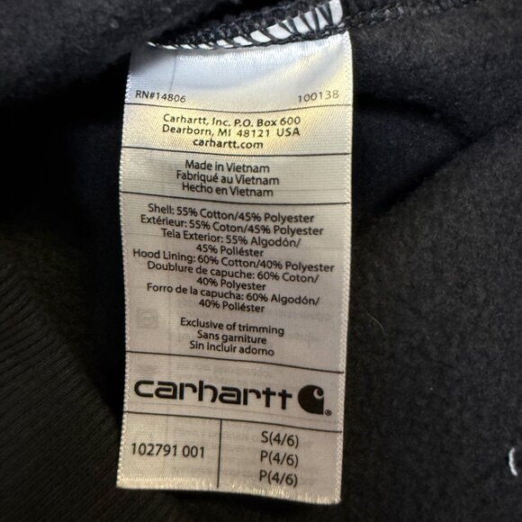 Carhartt Women’s Small Black Logo Sleeve Pullover Hoodie EUC - Picture 4 of 8